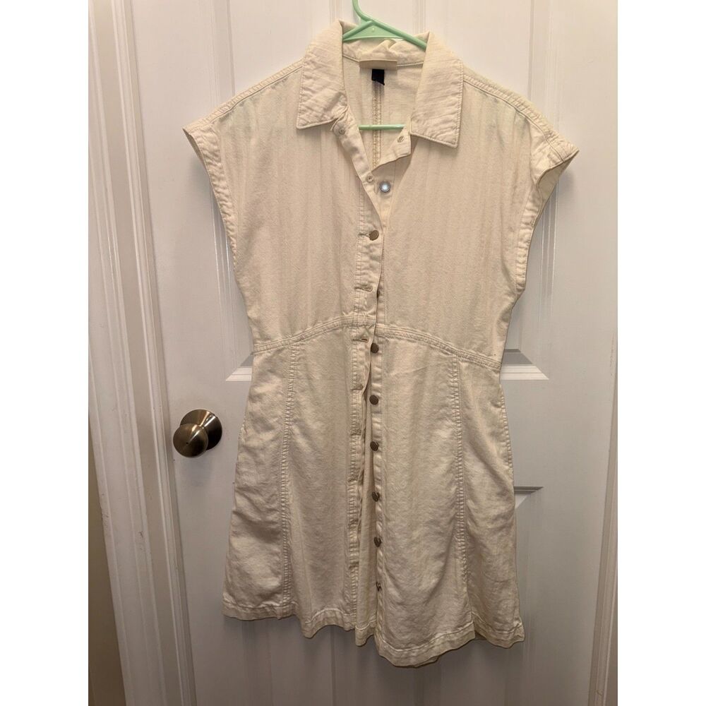Universal Thread Cream Button Front Dress Women M